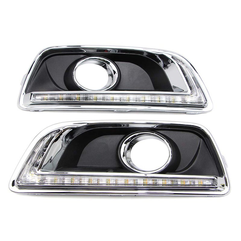 Dreamseek 3 Colors LED DRL Compatible With Chevy Malibu 2013 2014 2015, Malibu Limited 2016 Daytime Running Light Fog Lamp Bezel With Yellow Turn Signal + Blue Night Mode - Image 1